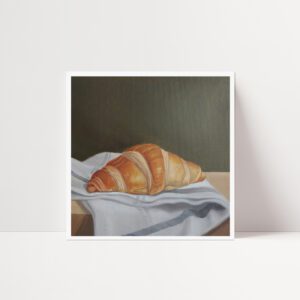 Croissant on Kitchen Towel Print 8"x8"